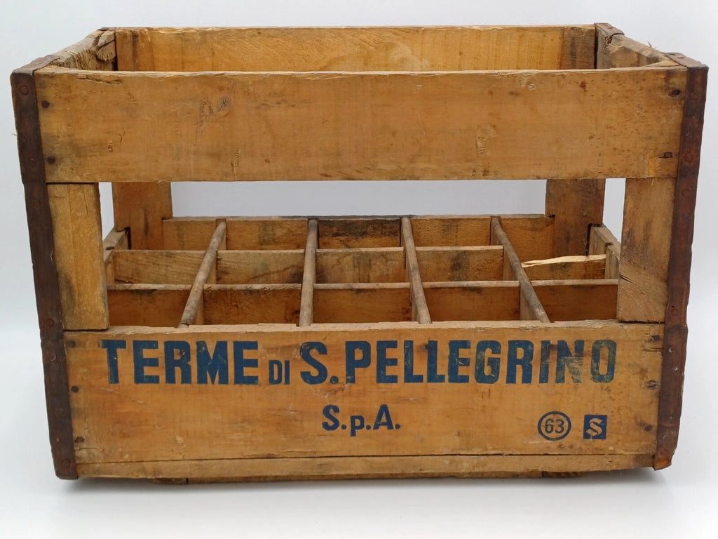 S.Pellegrino – Cassa originale in legno per acqua minerale, primi '900