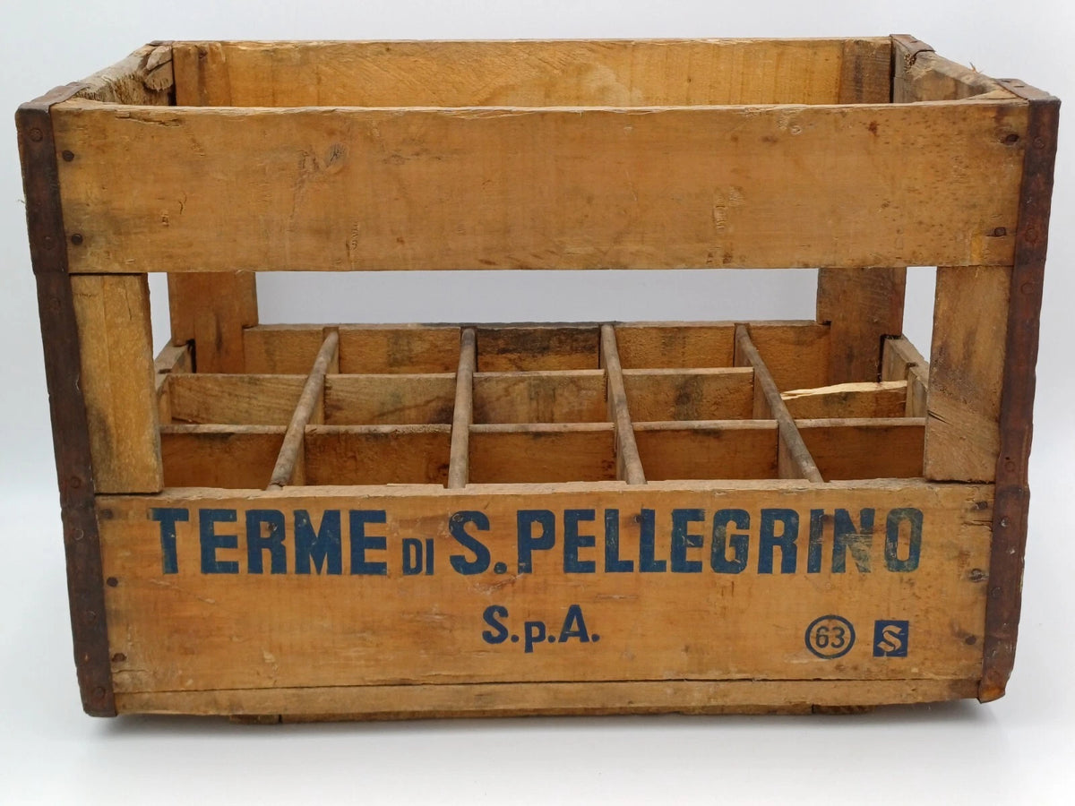 S.Pellegrino – Cassa originale in legno per acqua minerale, primi '900