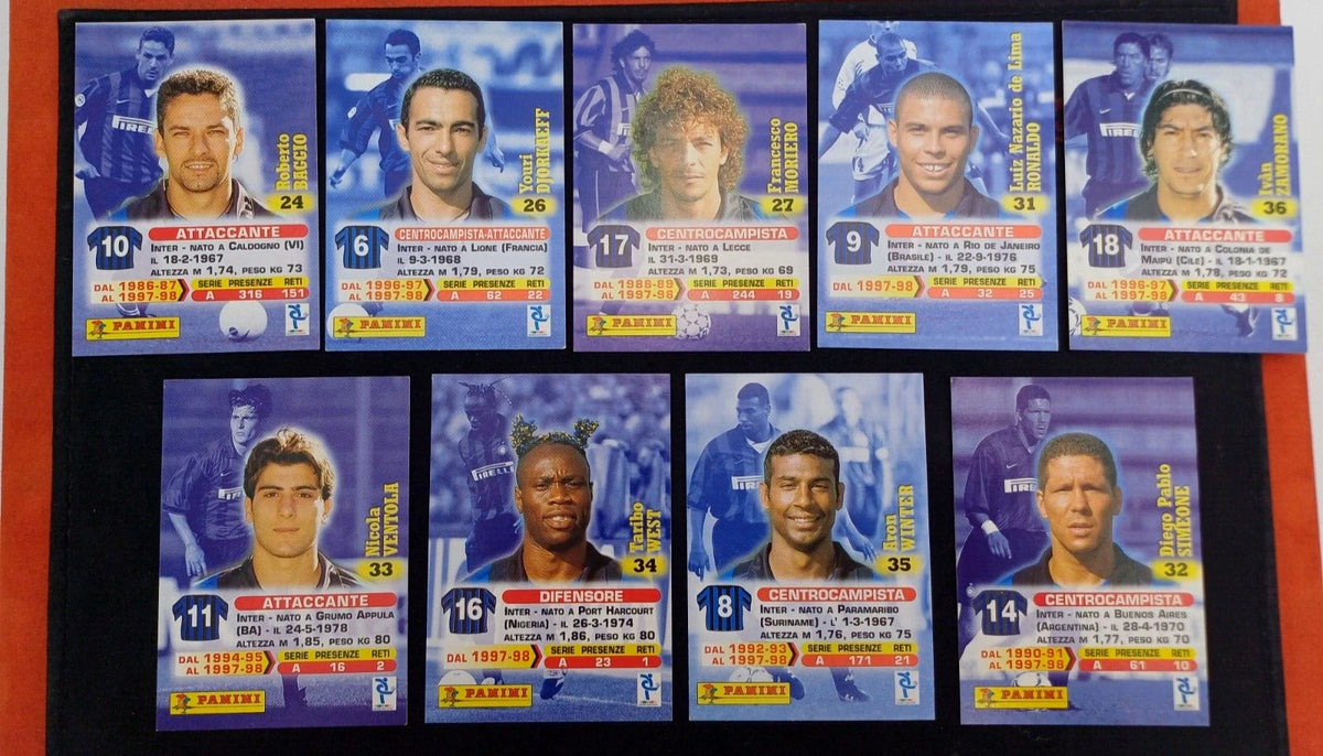 Panini Calcio 1999 – Lotto 9 card Inter