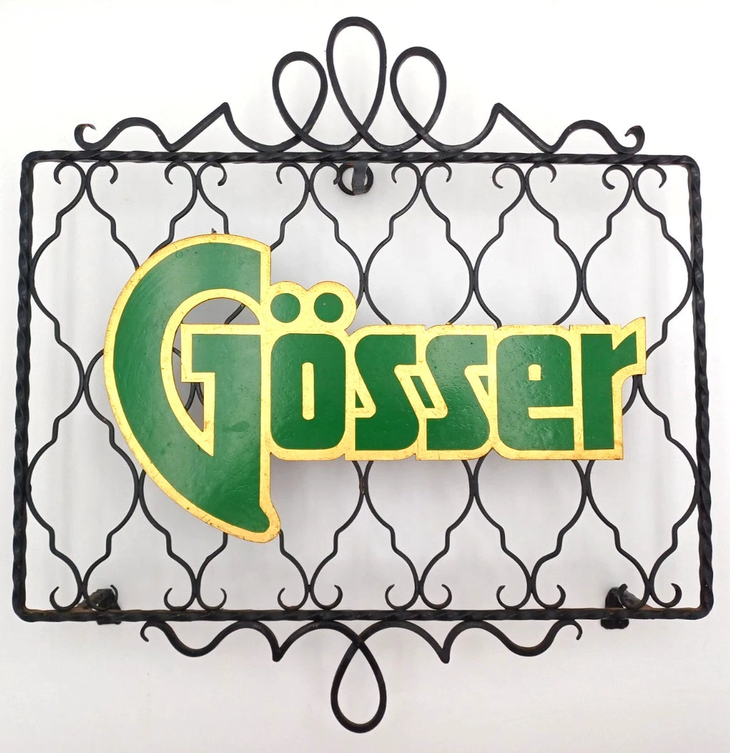 Gösser Beer – Insegna pubblicitaria vintage in ferro battuto
