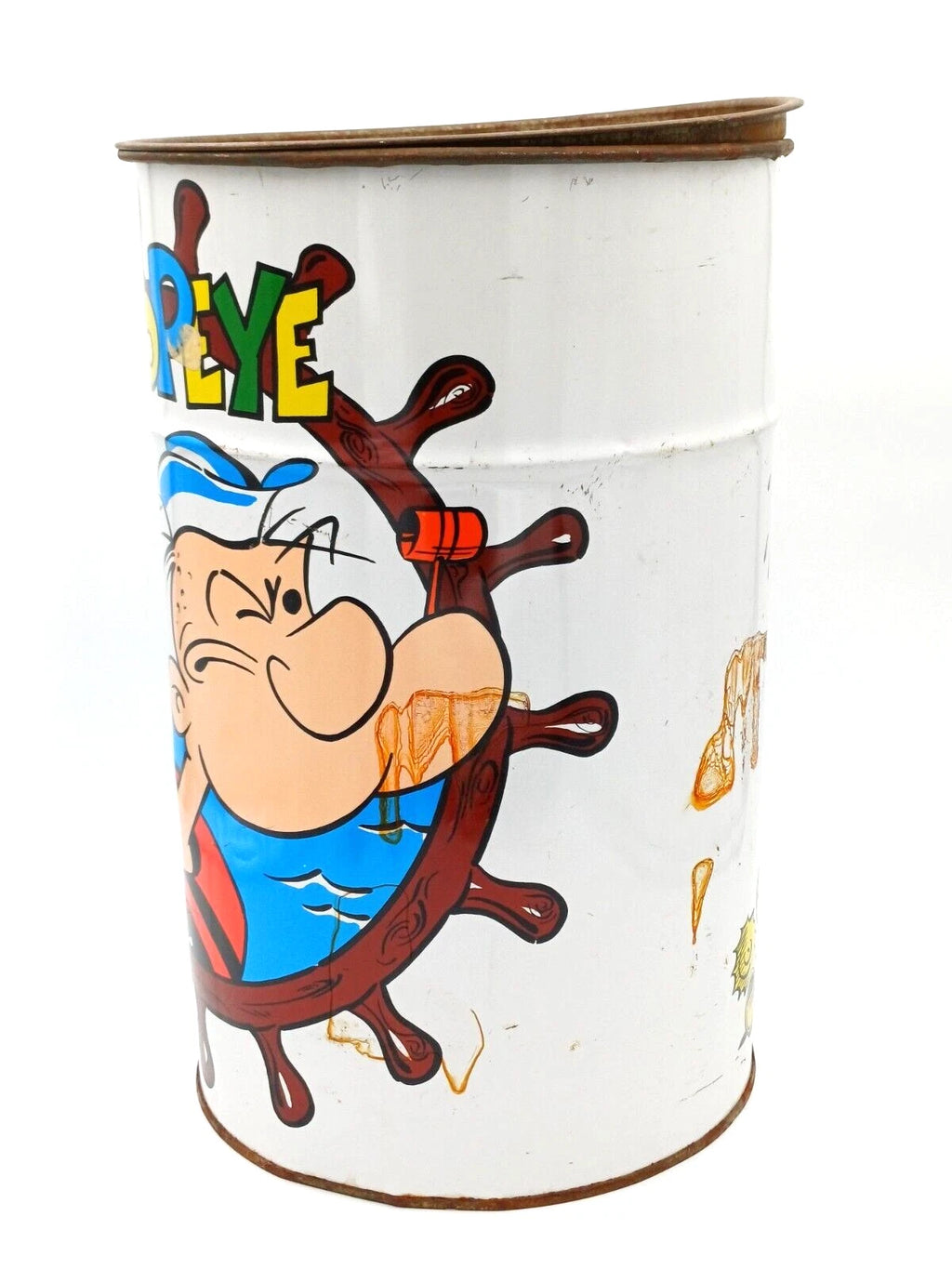 Popeye – Braccio di Ferro – Bidone contenitore in latta anni '80