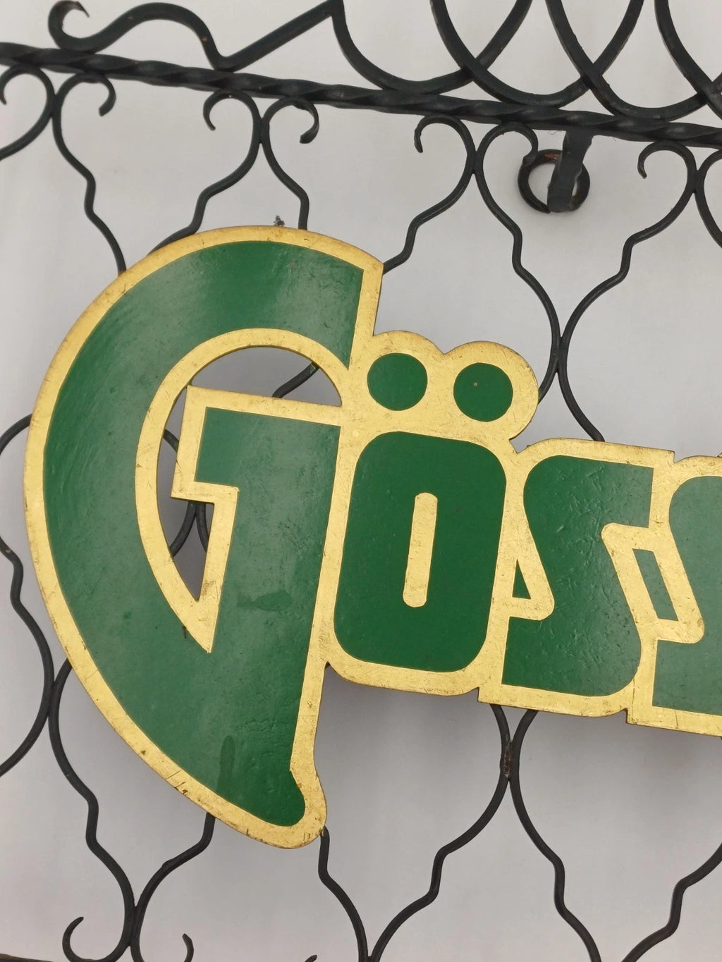 Gösser Beer – Insegna pubblicitaria vintage in ferro battuto