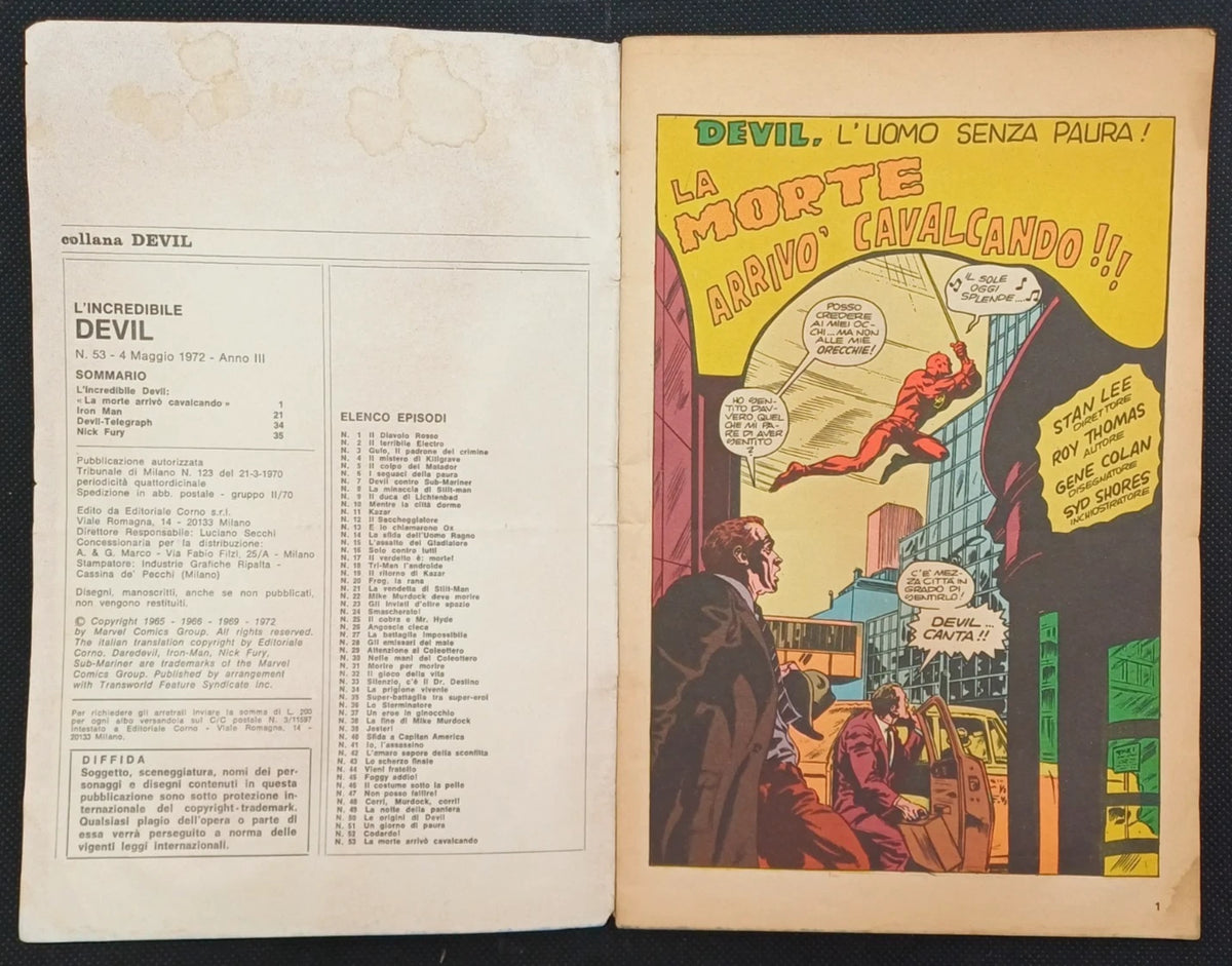L'Incredibile Devil n. 53 – “La morte arrivò cavalcando” – Marvel 1976