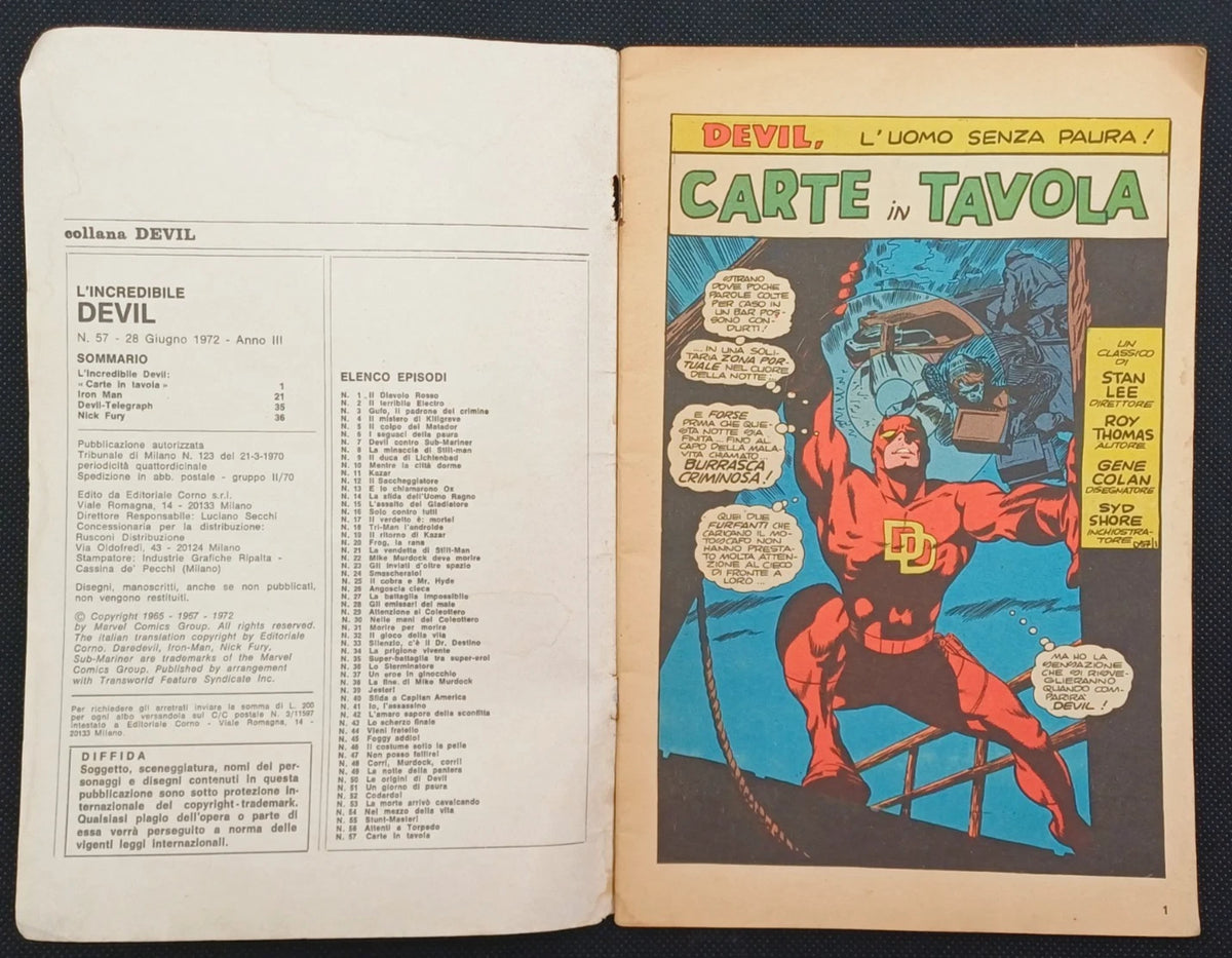 L'Incredibile Devil n. 57 – “Carte in tavola” – Marvel 1972