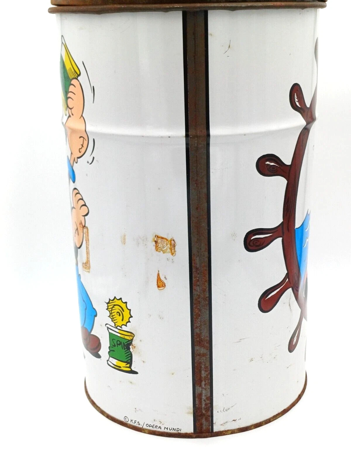 Popeye – Braccio di Ferro – Bidone contenitore in latta anni '80