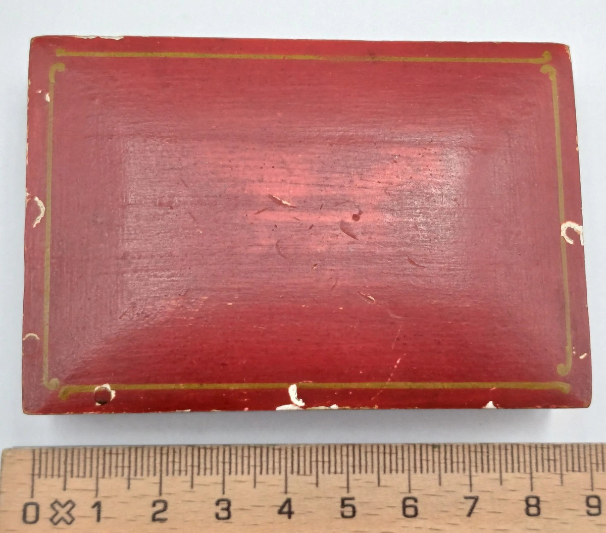 Scatoletta antica da collezione in legno con blasoni