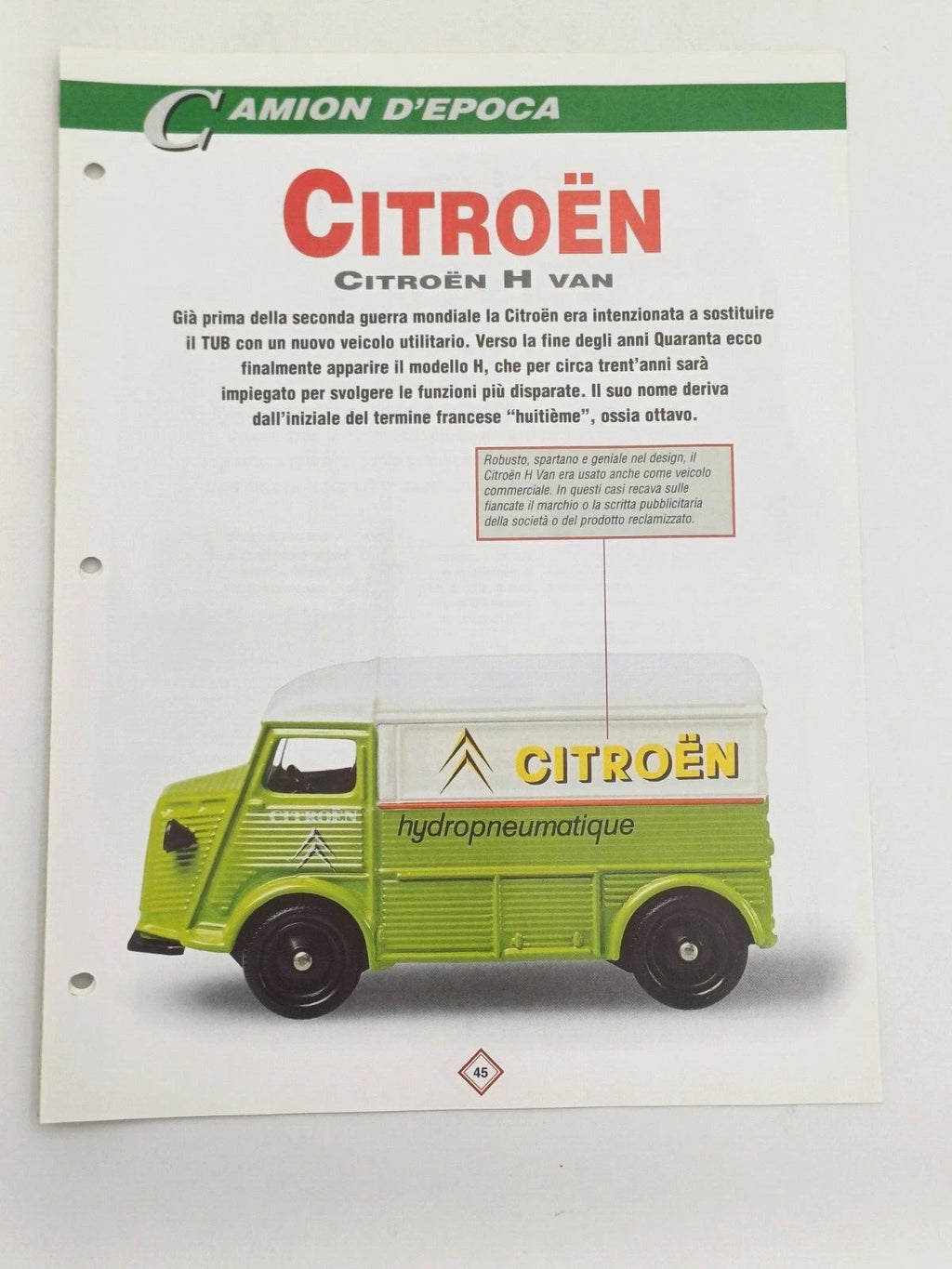 Corgi Citroën H Van – Modellino scala 1:43 con pagine illustrate