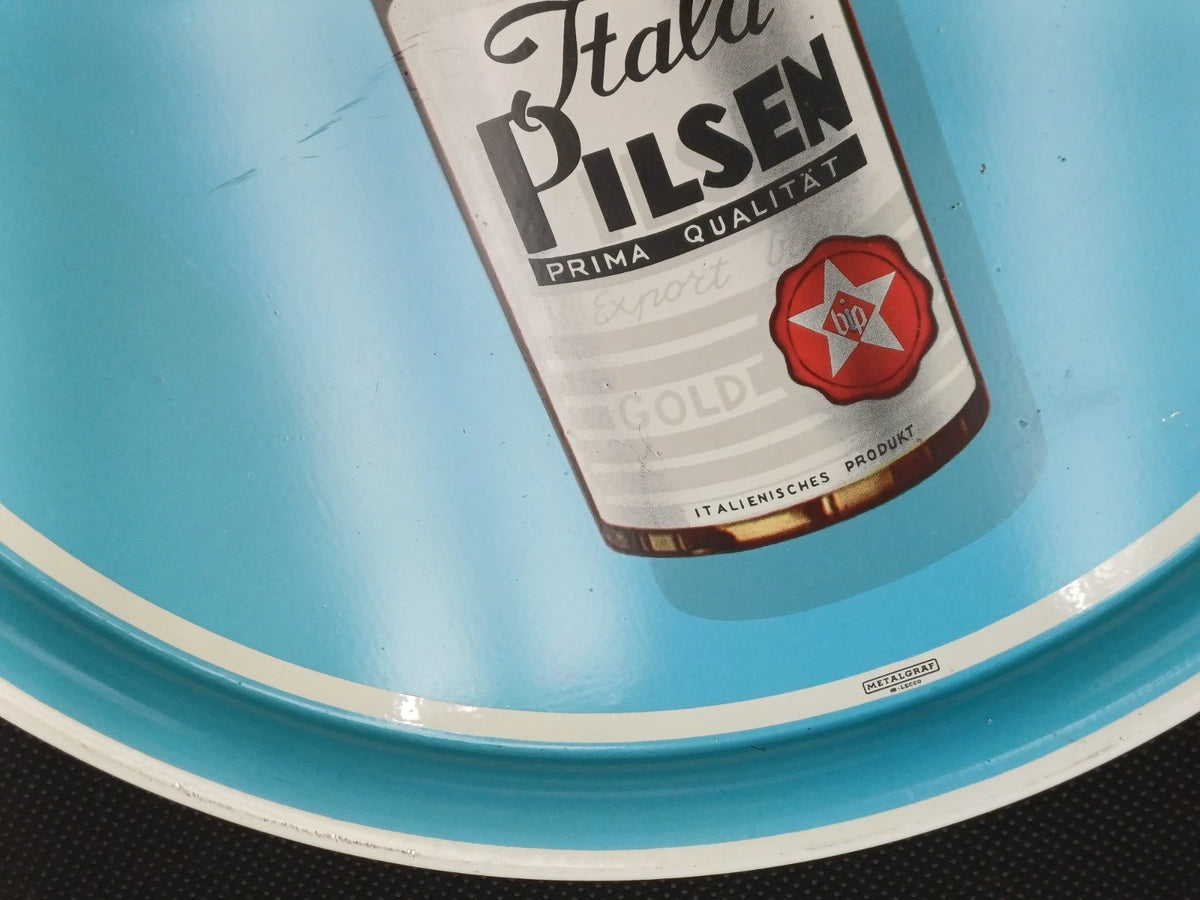 Itala Pilsen – Vassoio pubblicitario in latta anni '60