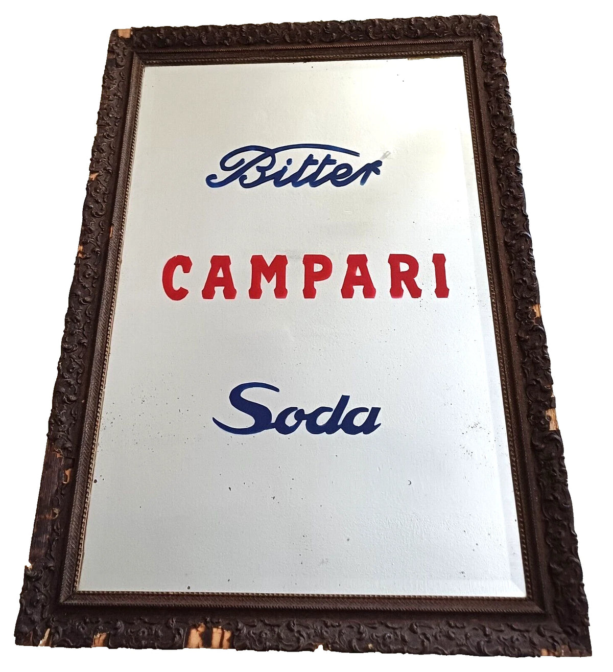 Campari – Specchio pubblicitario artigianale d'epoca
