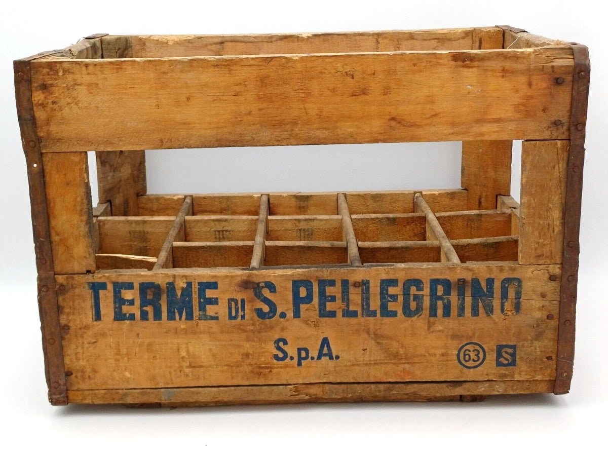 S.Pellegrino – Cassa originale in legno per acqua minerale, primi '900