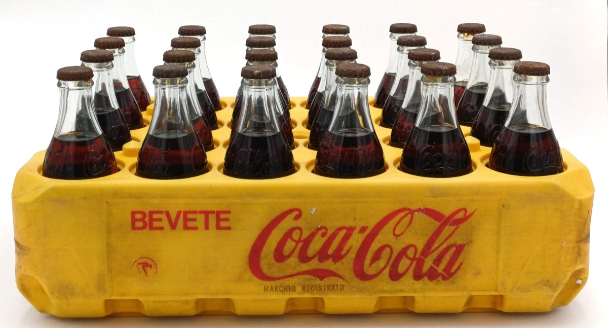 Coca-Cola – Cassetta originale con 24 bottiglie in vetro – 1977